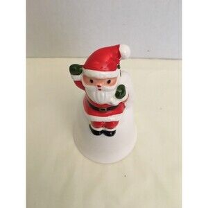 VINTAGE CERAMIC PORCELAIN SANTA CLAUS CHRISTMAS BELL   MADE IN JAPAN 4.5"